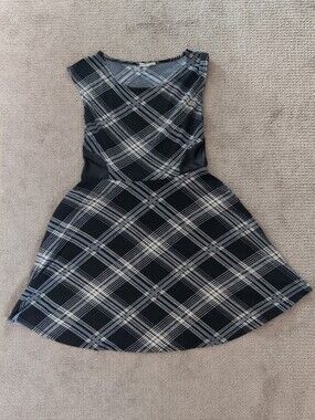 Black & White Plaid Fit-and-Flare Dress